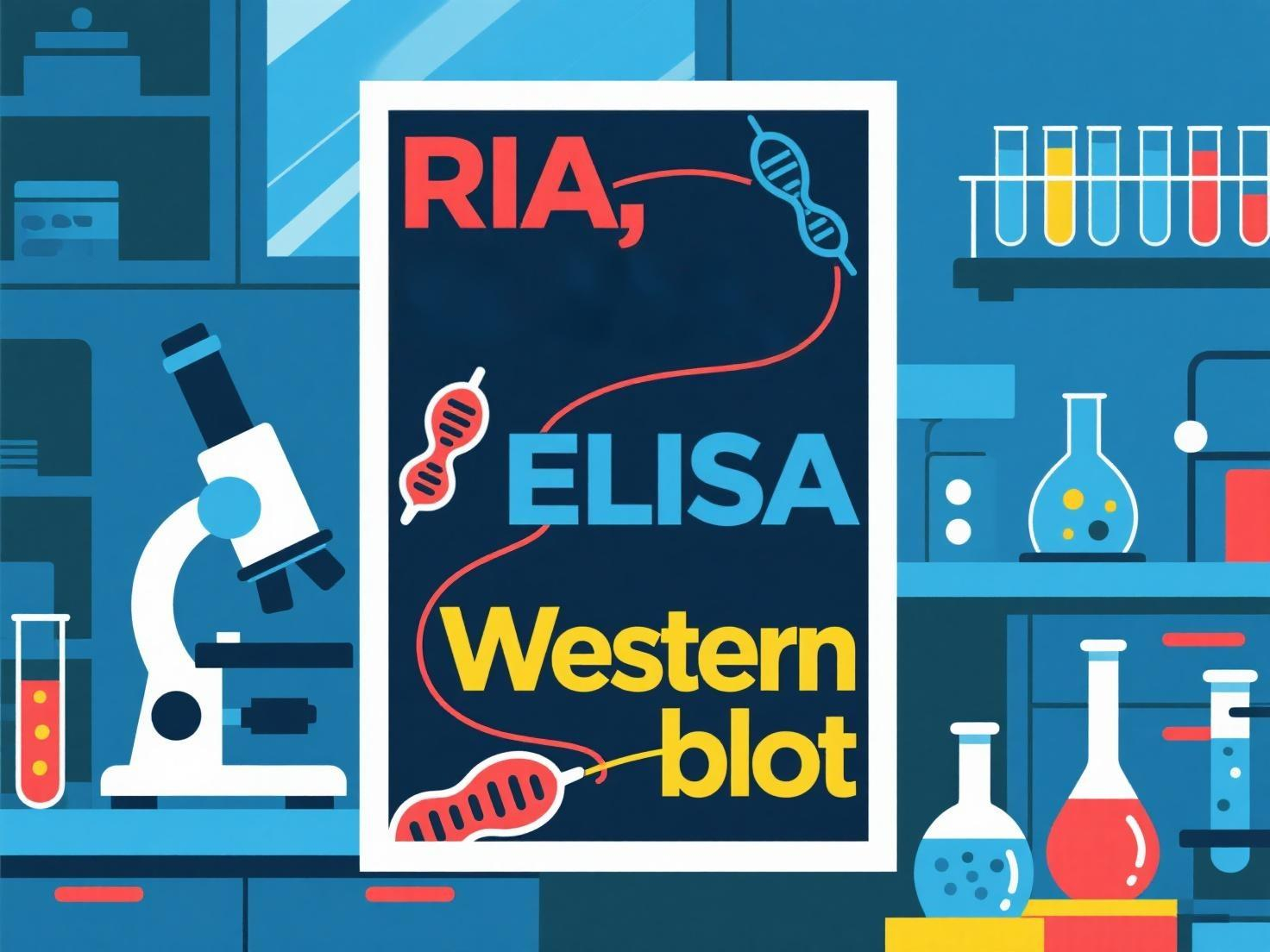 What is the main difference between RIA, ELISA, and the Western blot technique?